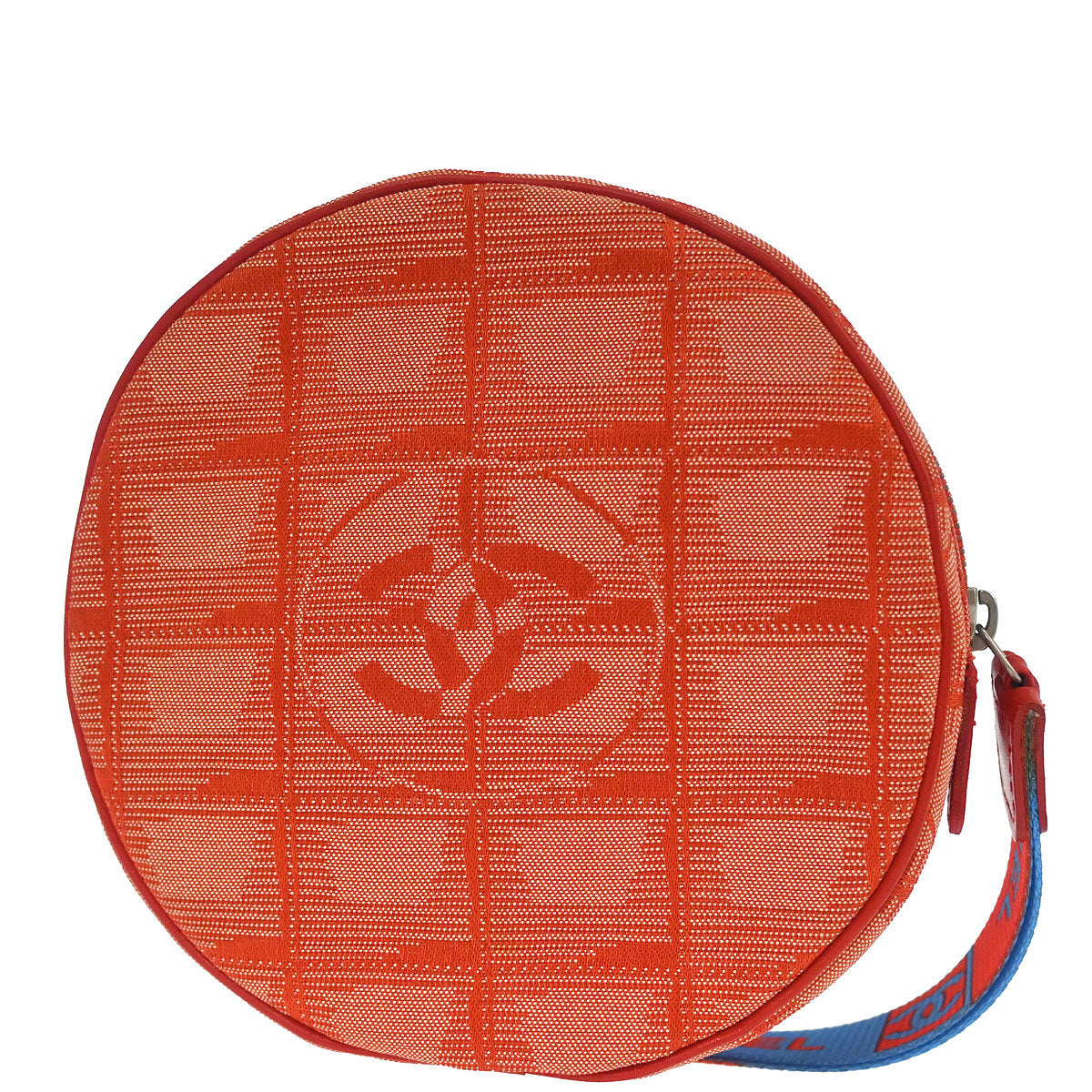 Chanel 2000-2002 Orange Jacquard Nylon New-Travel Line Pouch