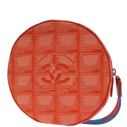 Chanel 2000-2002 Orange Jacquard Nylon New-Travel Line Pouch