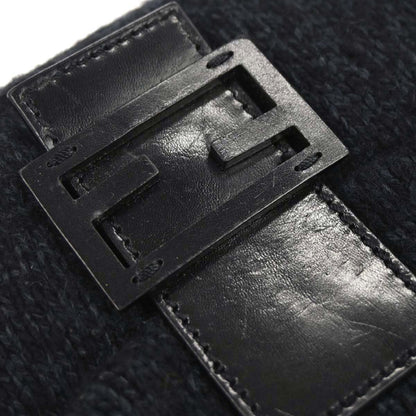 Fendi Black Wool Baguette Handbag