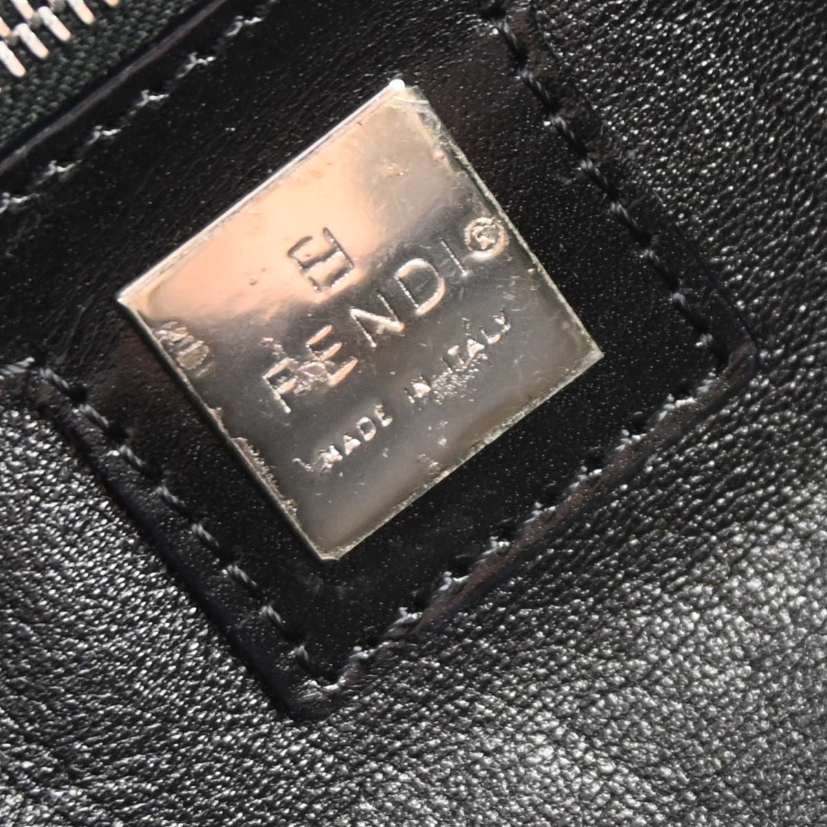 Fendi Black Wool Baguette Handbag