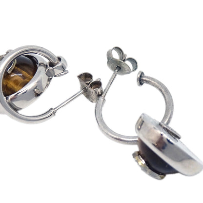 Chanel Button Dangle Pierced Earrings Brown 00A