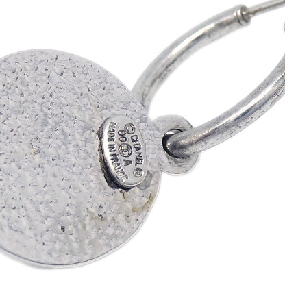 Chanel Button Dangle Pierced Earrings Brown 00A