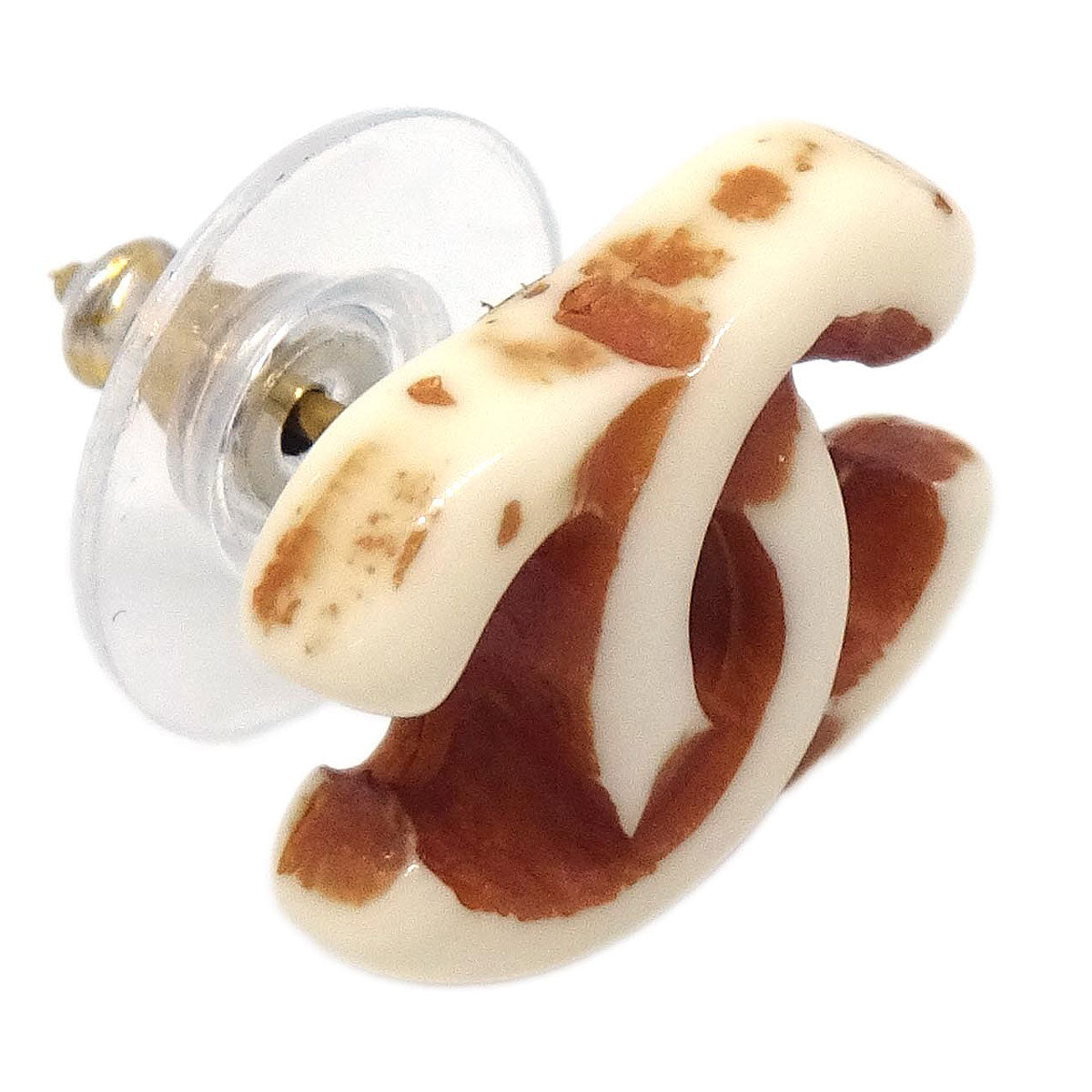 Chanel CC Pierced Earrings White 01P