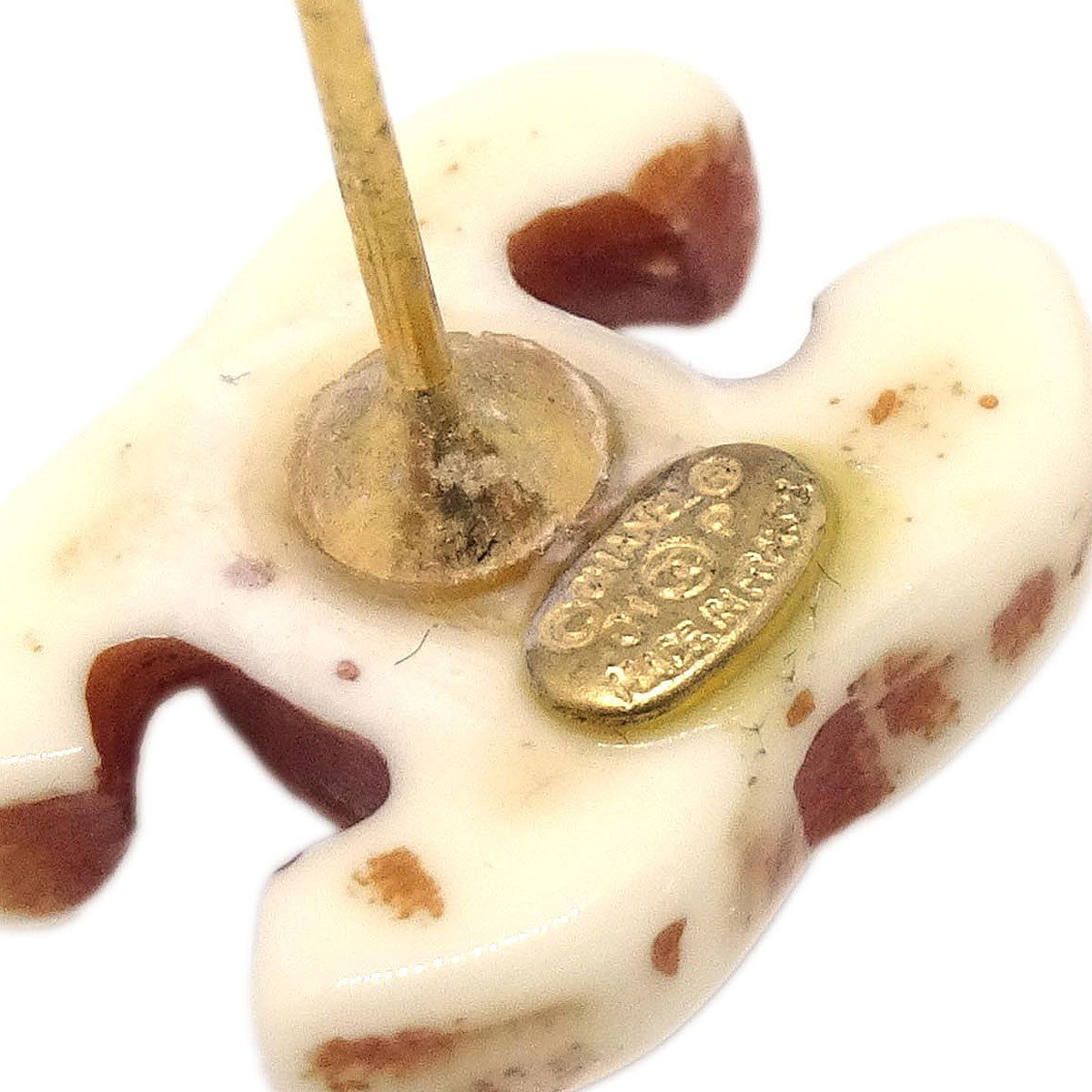 Chanel CC Pierced Earrings White 01P