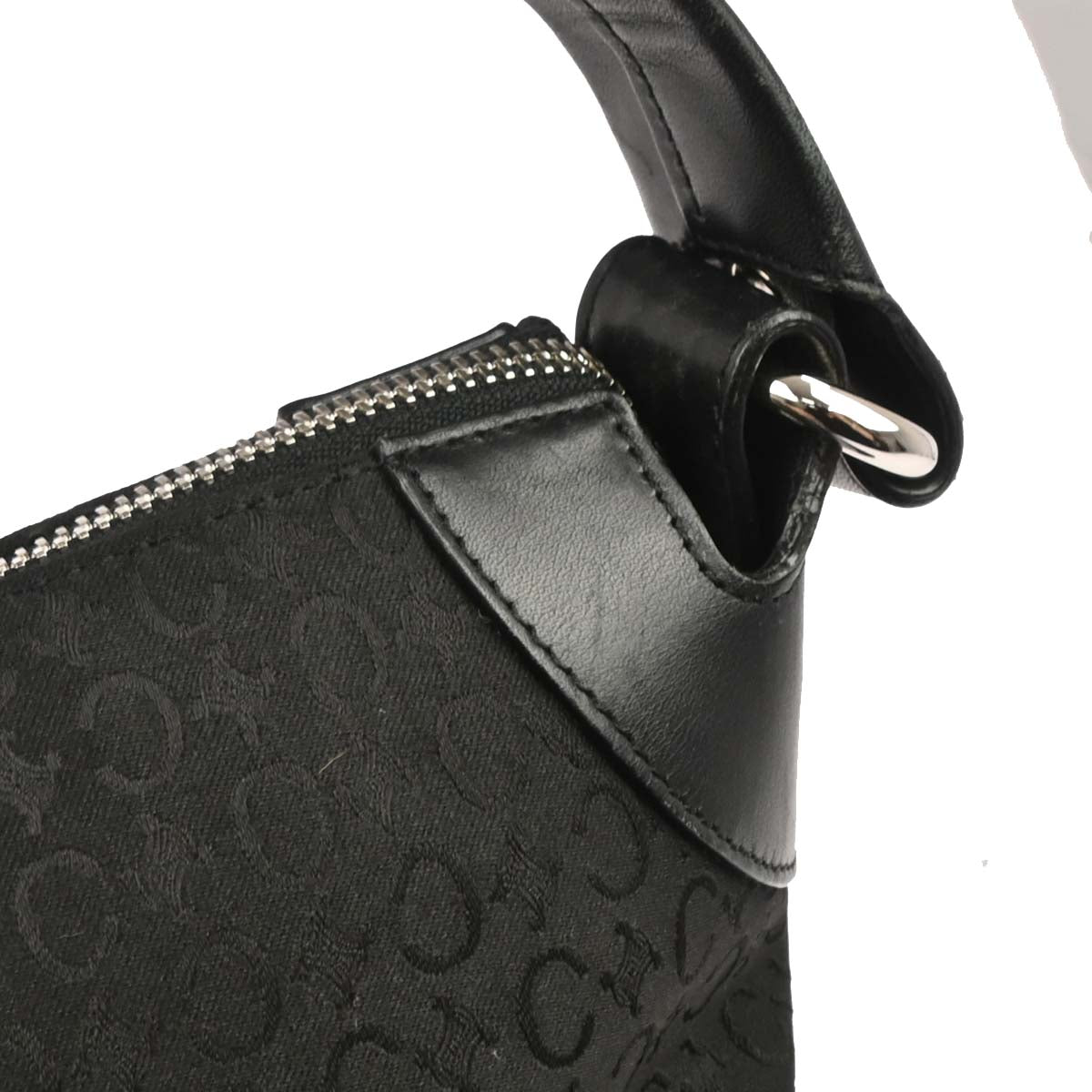 Celine Black Satin C Macadam Handbag