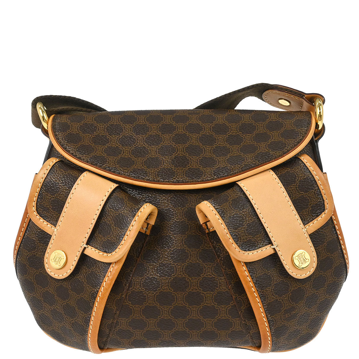 Celine * Brown PVC Macadam Shoulder Bag