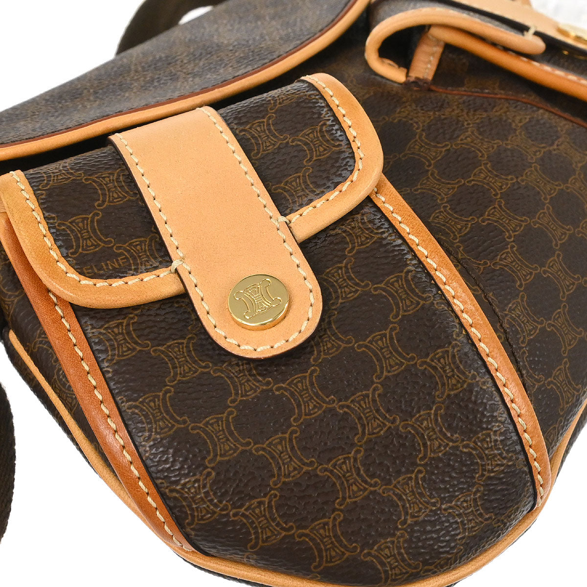 Celine * Brown PVC Macadam Shoulder Bag