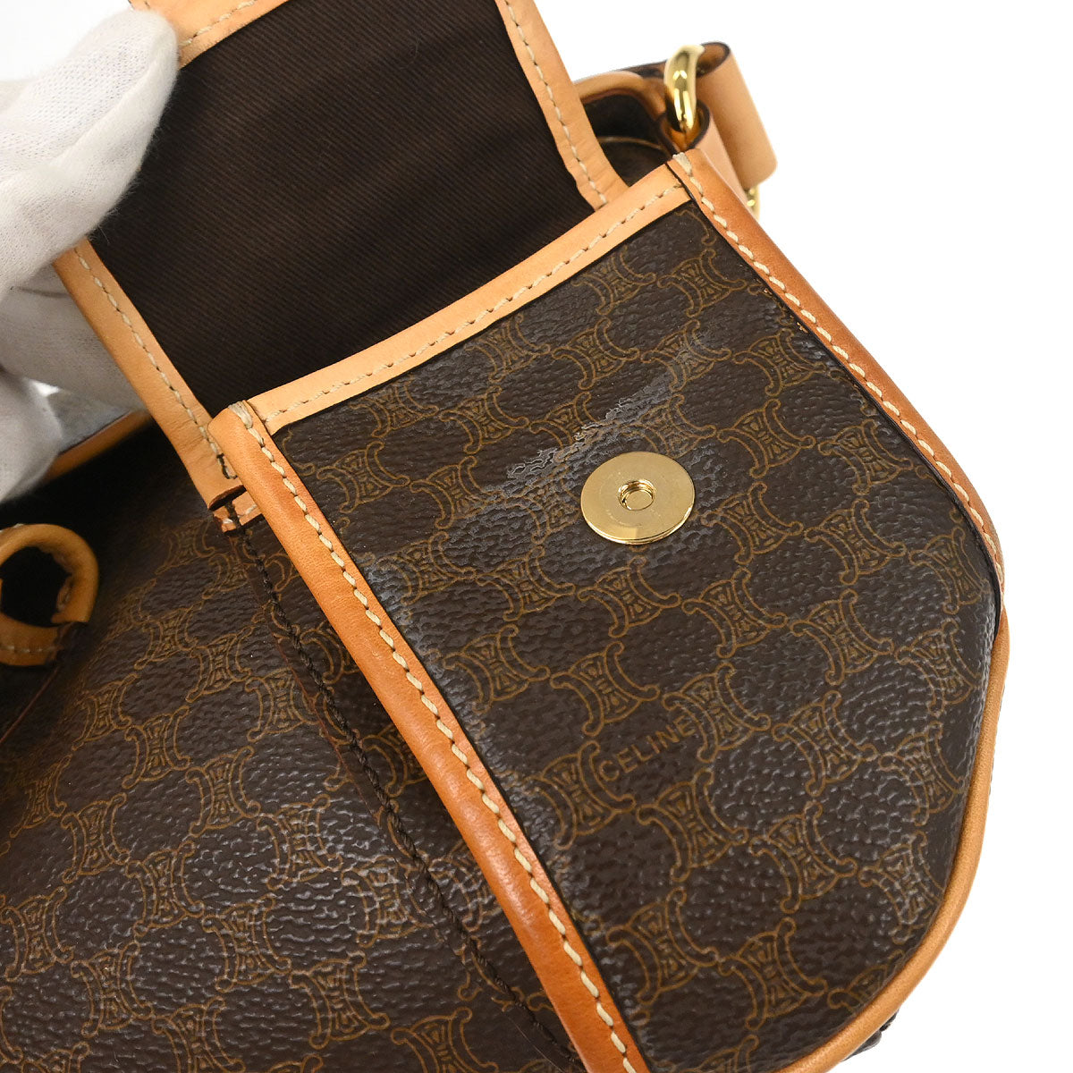 Celine * Brown PVC Macadam Shoulder Bag