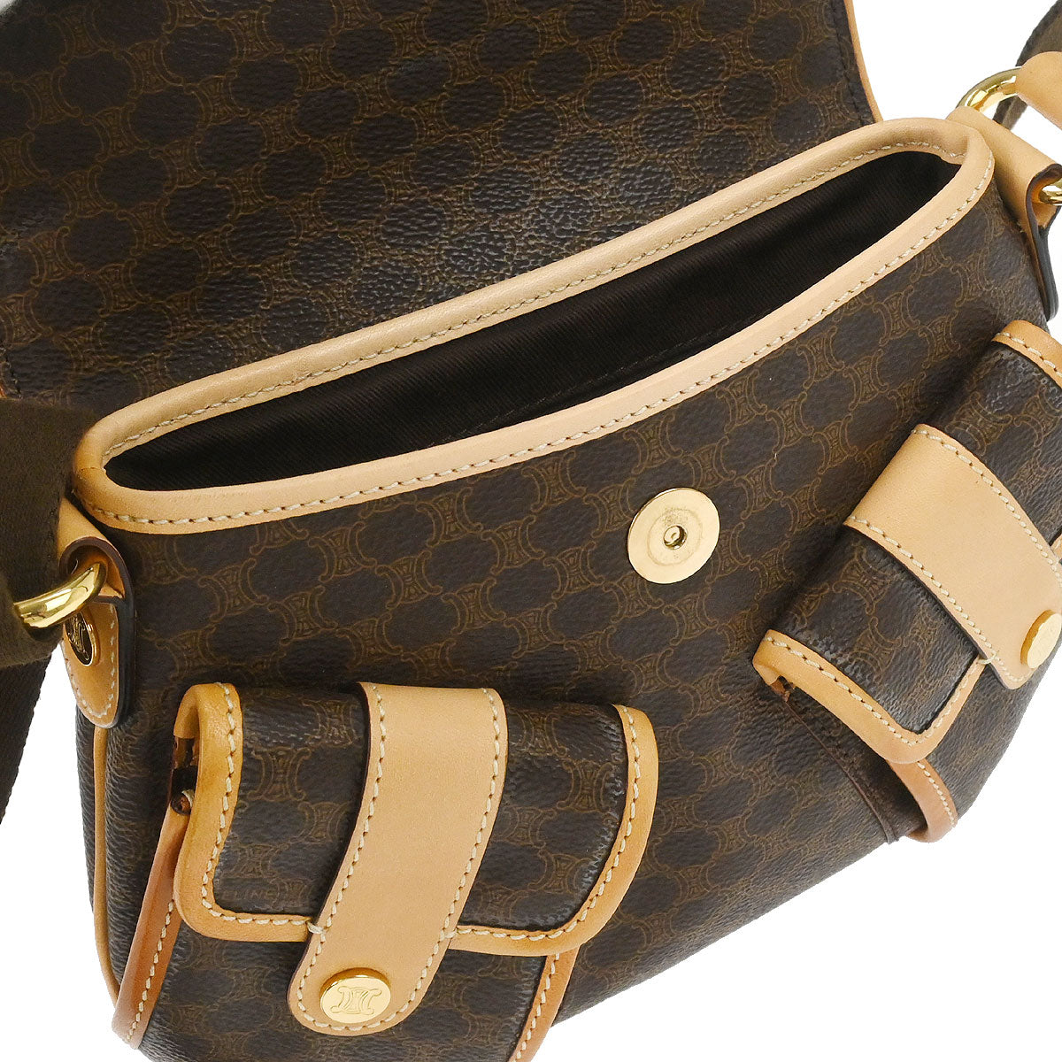 Celine * Brown PVC Macadam Shoulder Bag