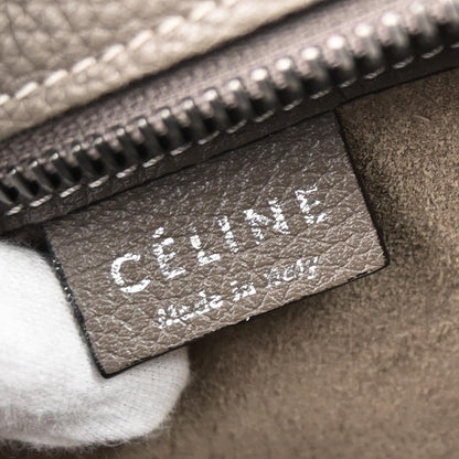 Celine Brown Leather Nano Luggage 2way Shoulder Tote Bag