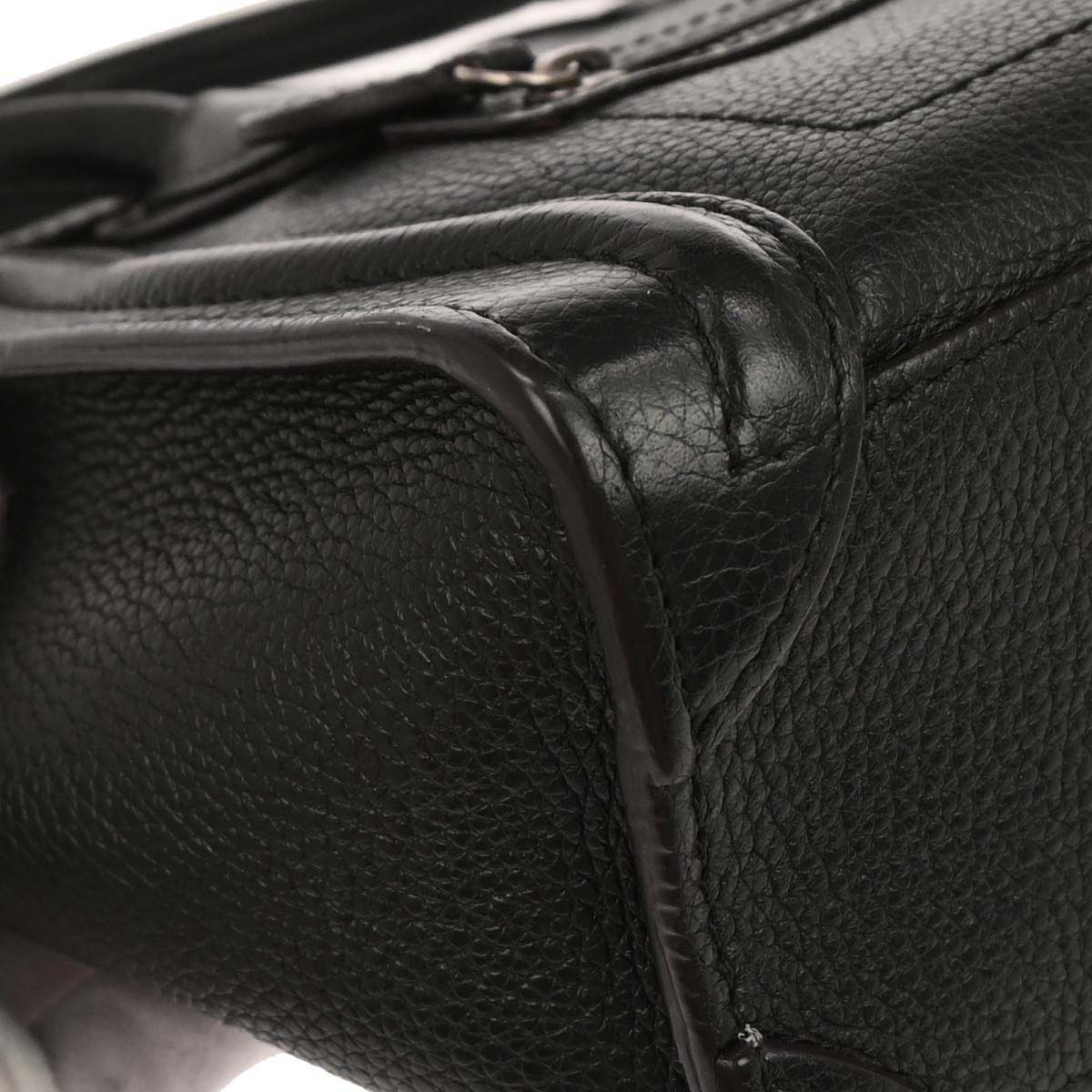 Celine Black Leather Nano Luggage 2way Shoulder Tote Bag