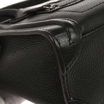 Celine Black Leather Nano Luggage 2way Shoulder Tote Bag