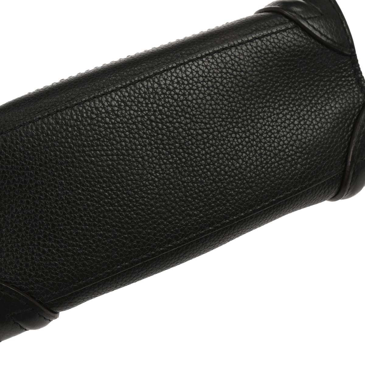 Celine Black Leather Nano Luggage 2way Shoulder Tote Bag