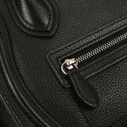 Celine Black Leather Nano Luggage 2way Shoulder Tote Bag