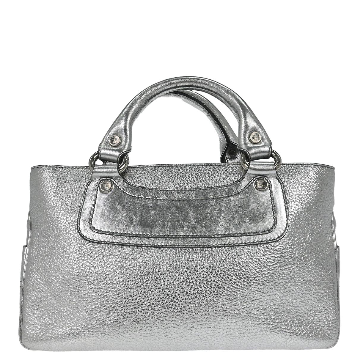 Celine Metallic Silver Leather Boogie Bag Handbag