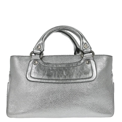 Celine Metallic Silver Leather Boogie Bag Handbag