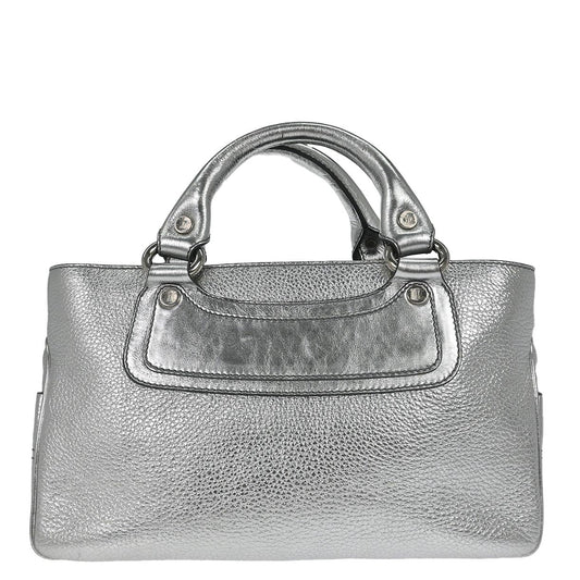 Celine Metallic Silver Leather Boogie Bag Handbag