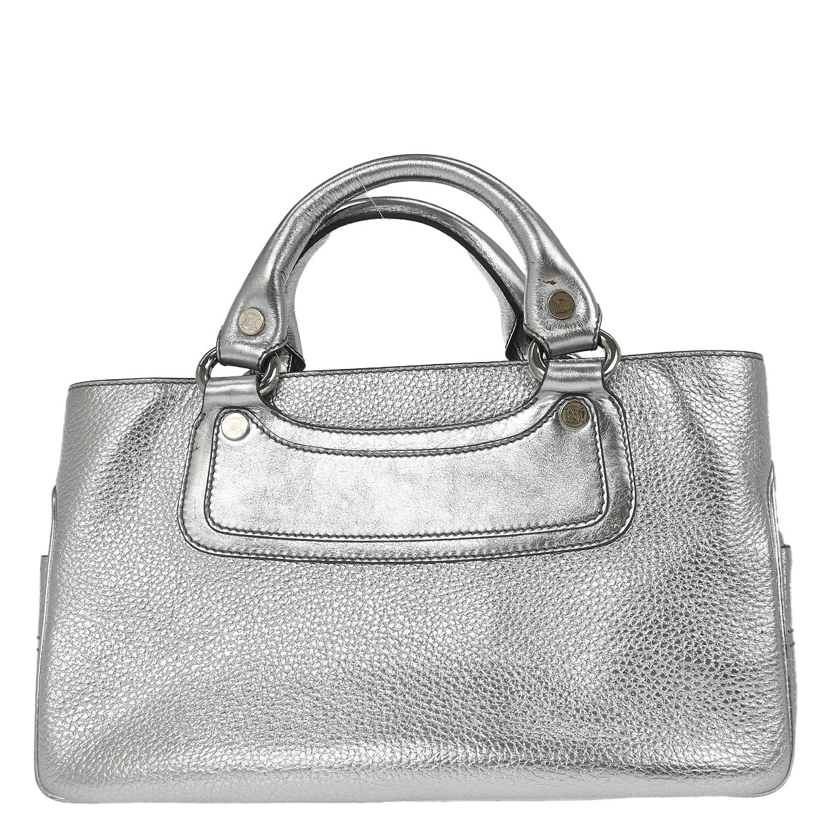 Celine Metallic Silver Leather Boogie Bag Handbag