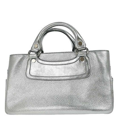 Celine Metallic Silver Leather Boogie Bag Handbag