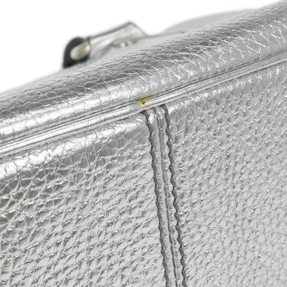Celine Metallic Silver Leather Boogie Bag Handbag