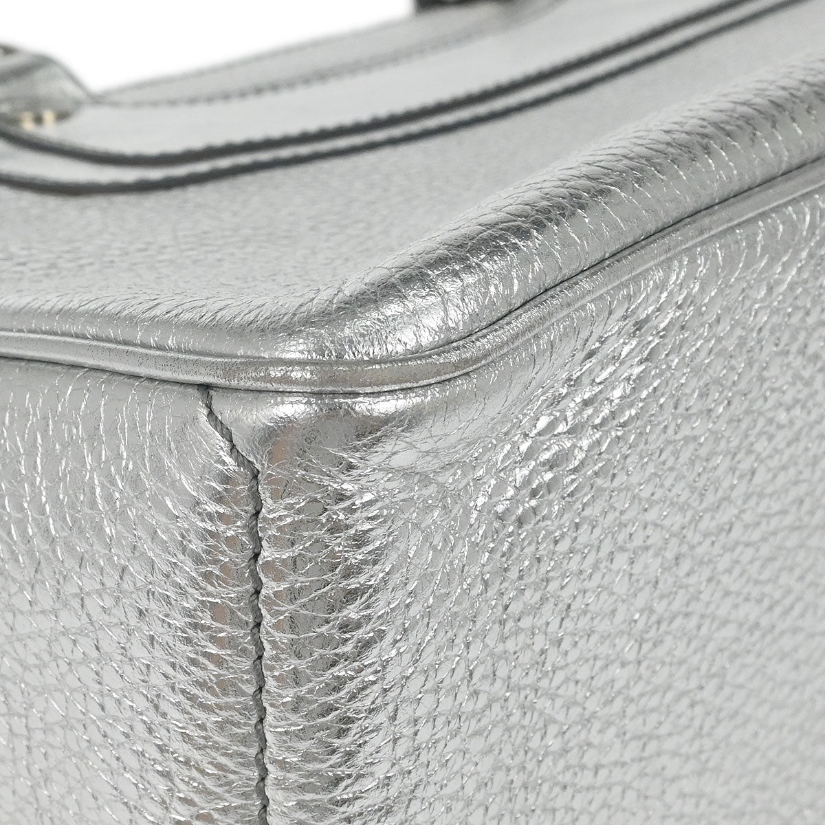 Celine Metallic Silver Leather Boogie Bag Handbag