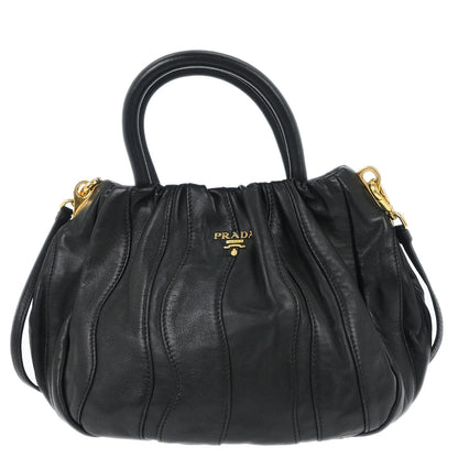Prada Black Leather 2way Shoulder Handbag