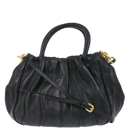 Prada Black Leather 2way Shoulder Handbag