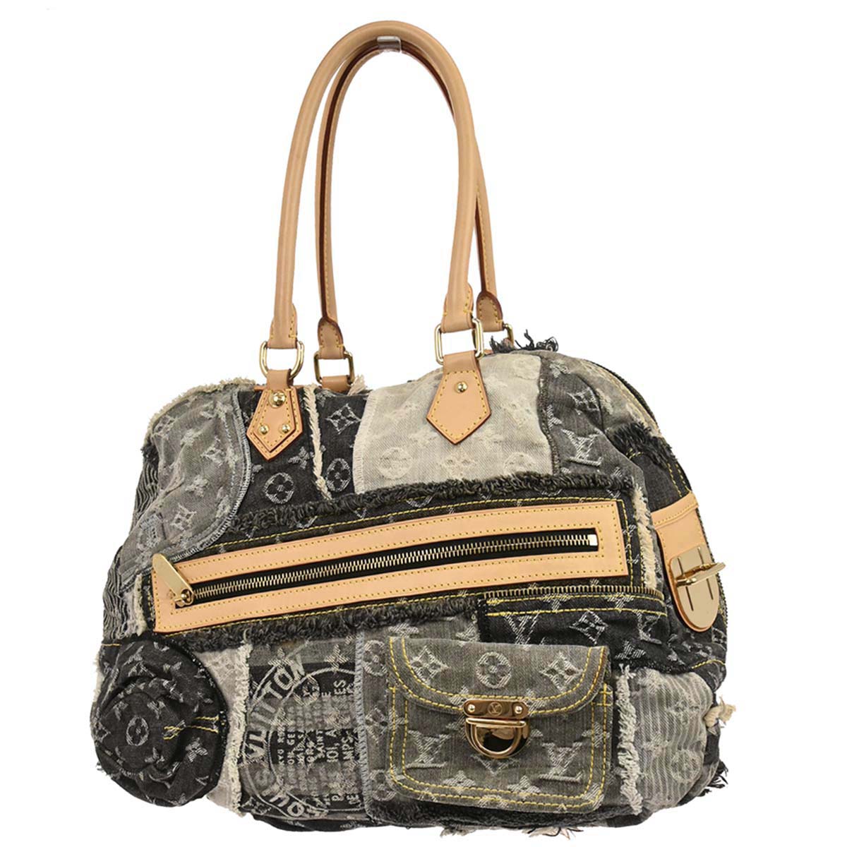 Louis Vuitton Gray Monogram Denim Patchwork Bowly Handbag M95377