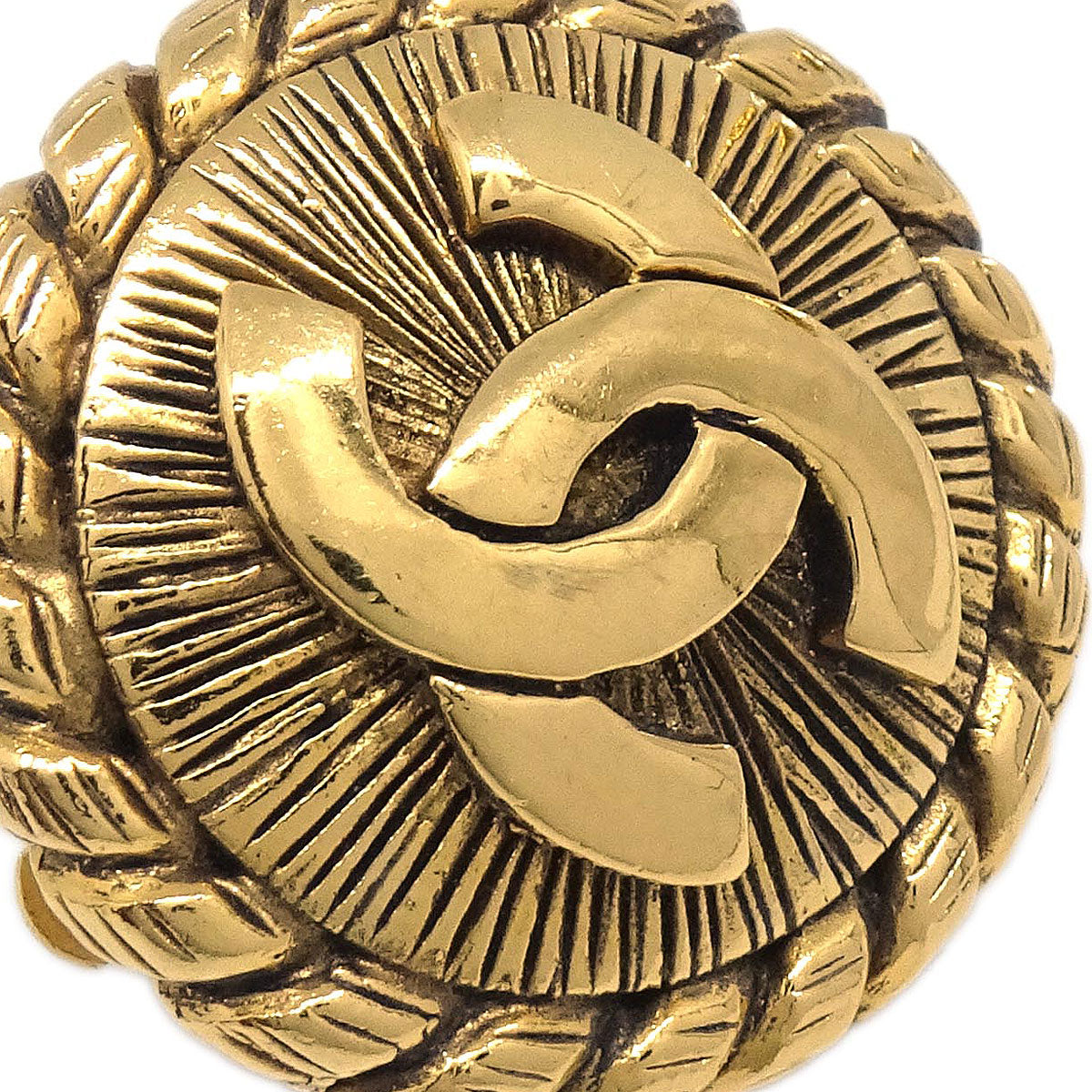Chanel Button Clip-On Earrings Gold 2400