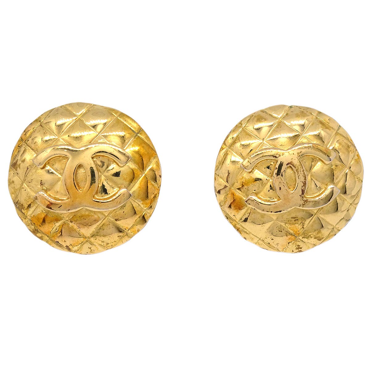 Chanel Button Clip-On Earrings Gold 29