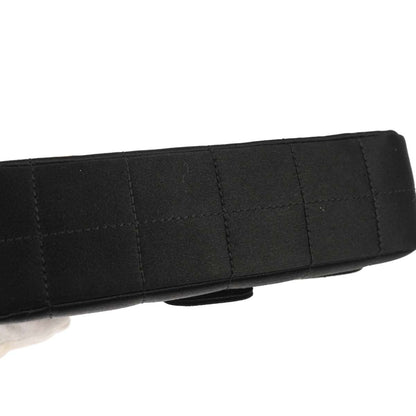 Chanel 2000-2002 Black Satin Camellia Choco Bar Shoulder Bag