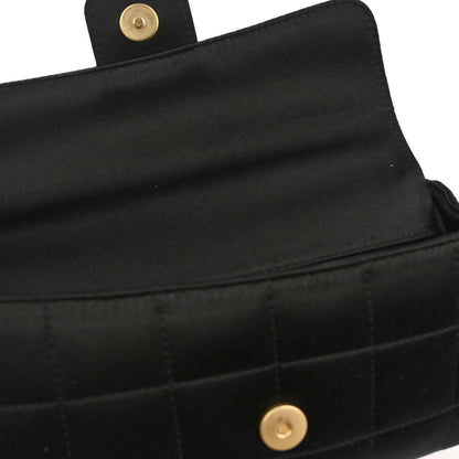 Chanel 2000-2002 Black Satin Camellia Choco Bar Shoulder Bag