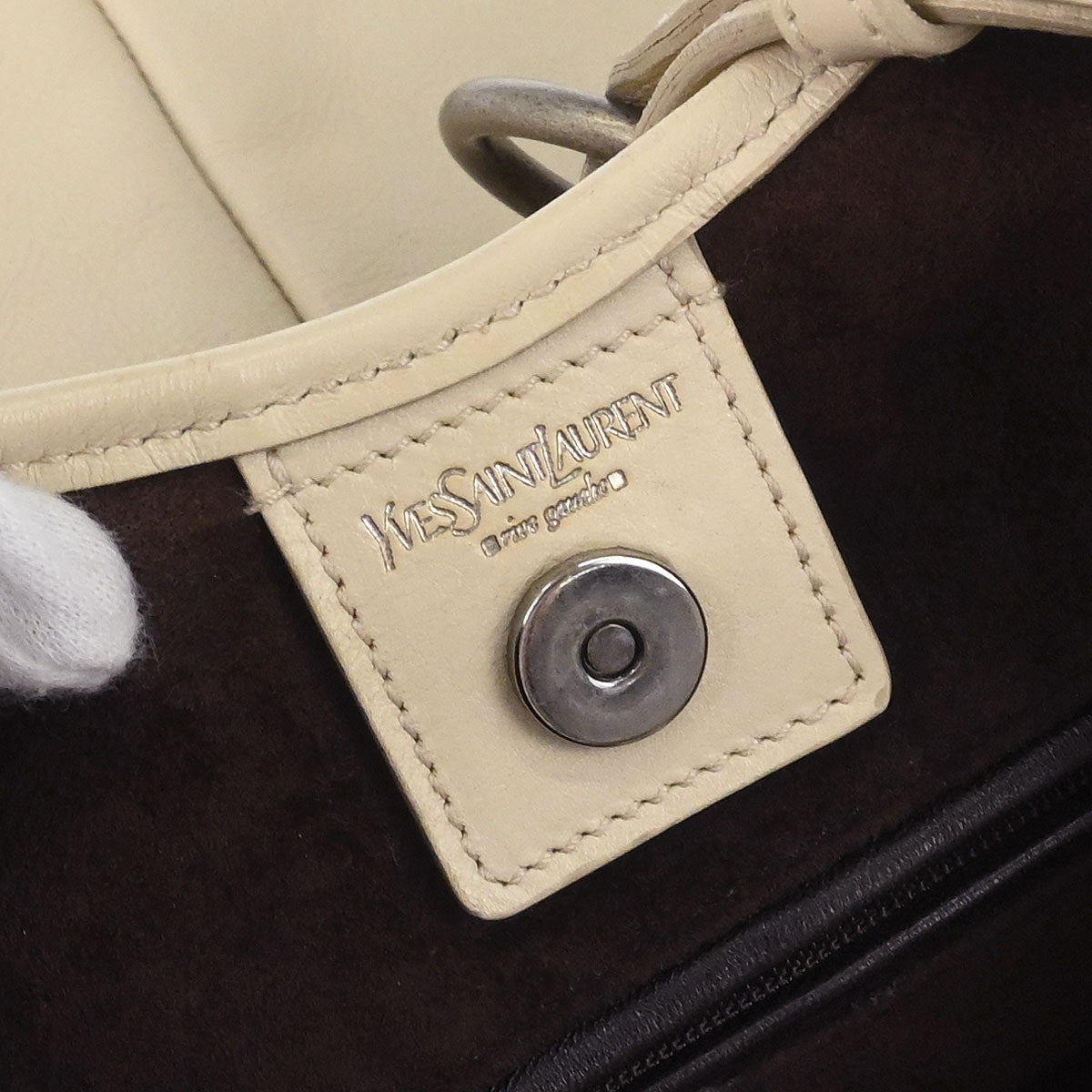 Yves Saint Laurent Ivory Large Mombasa Handbag