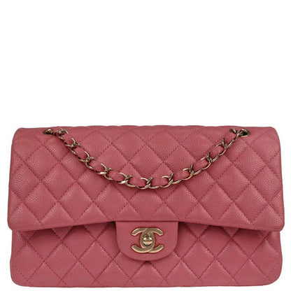 Chanel Pink Caviar Skin Medium Classic Double Flap Shoulder Bag