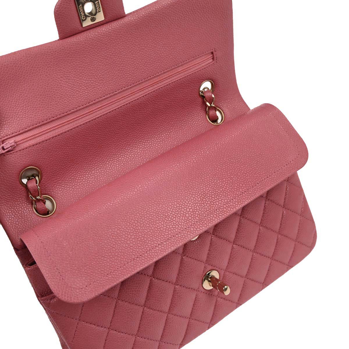 Chanel Pink Caviar Skin Medium Classic Double Flap Shoulder Bag