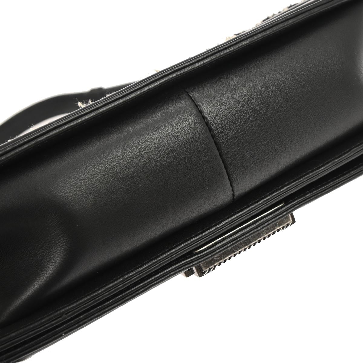 Boy Chanel Black Tweed Lambskin Medium Double Chain Shoulder Bag