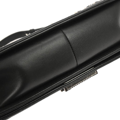 Boy Chanel Black Tweed Lambskin Medium Double Chain Shoulder Bag