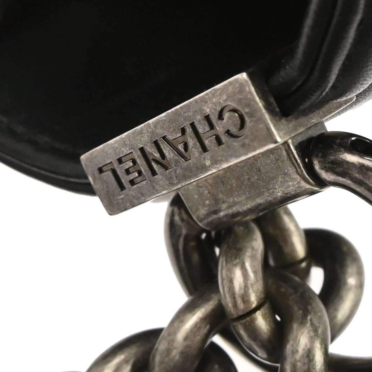 Boy Chanel Black Tweed Lambskin Medium Double Chain Shoulder Bag