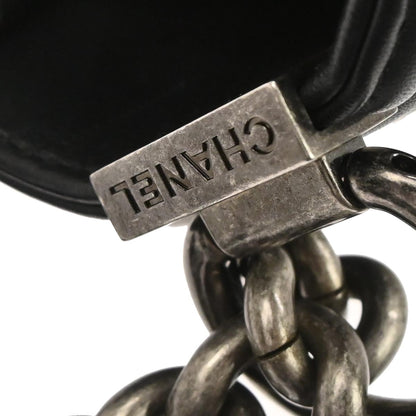 Boy Chanel Black Tweed Lambskin Medium Double Chain Shoulder Bag