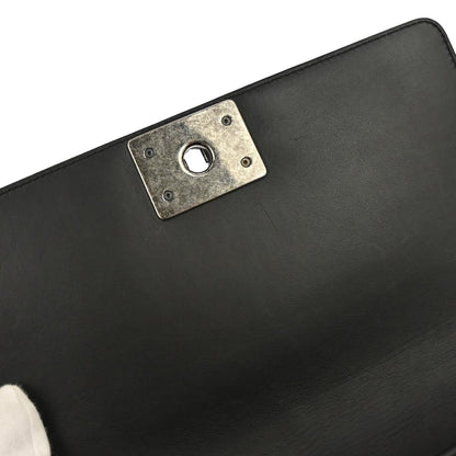 Boy Chanel Black Tweed Lambskin Medium Double Chain Shoulder Bag