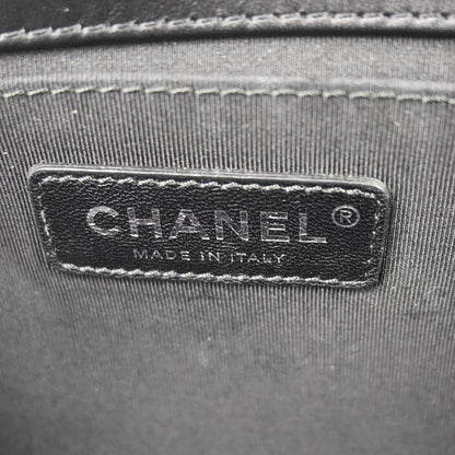 Boy Chanel Black Tweed Lambskin Medium Double Chain Shoulder Bag