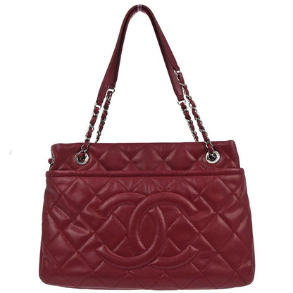 Chanel 2012 Red Caviar skin Timeless CC Chain Tote Bag