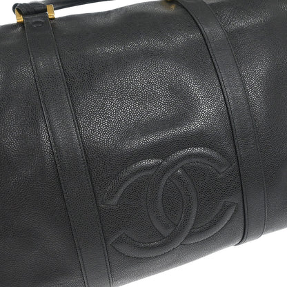 Chanel Black Caviar Skin 2way Shoulder Duffle Handbag