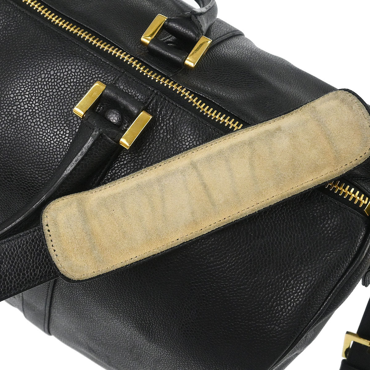 Chanel Black Caviar Skin 2way Shoulder Duffle Handbag