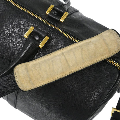 Chanel Black Caviar Skin 2way Shoulder Duffle Handbag