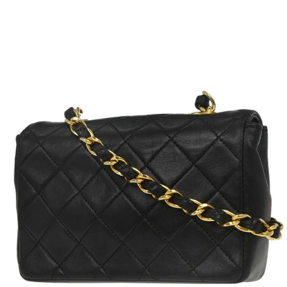 Chanel Black Lambskin Straight Flap Shoulder Bag