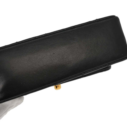 Chanel Black Lambskin Straight Flap Shoulder Bag