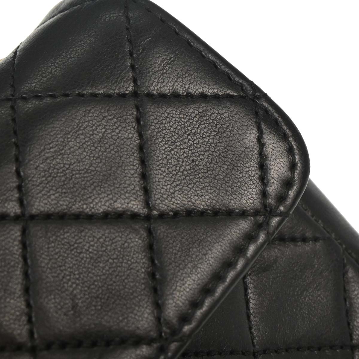 Chanel Black Lambskin Straight Flap Shoulder Bag