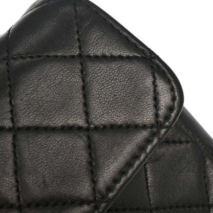 Chanel Black Lambskin Straight Flap Shoulder Bag