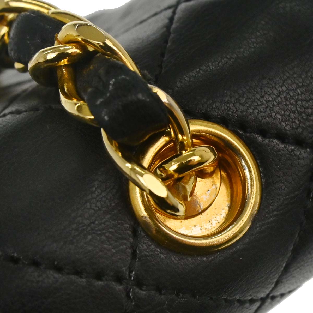 Chanel Black Lambskin Straight Flap Shoulder Bag